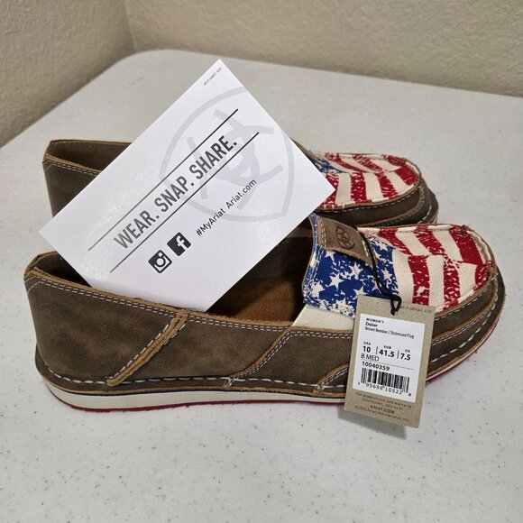 Ariat Shoes Women's Size 10 Leather Loafer Slip On Canvas Cruiser New In Box - Picture 8 of 12